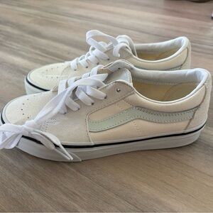 Vans Women’s White and Baby Blue Sneakers